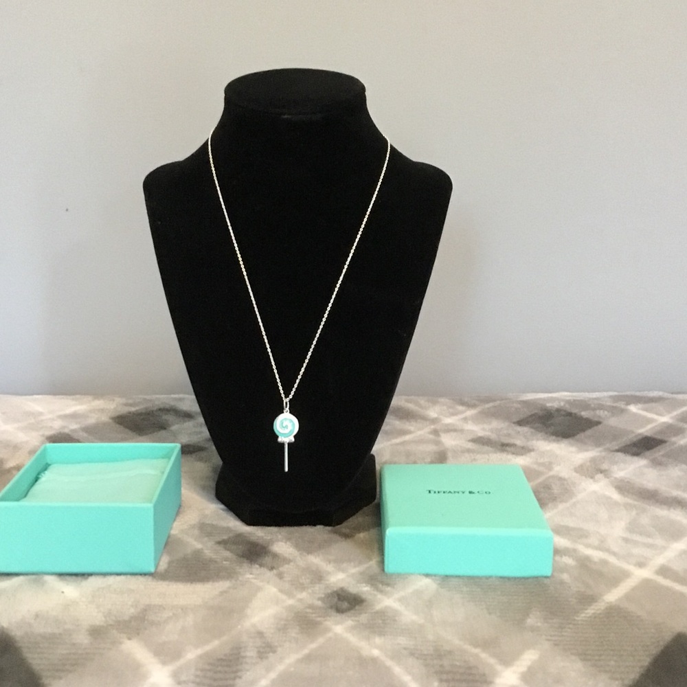Tiffany & Co. Silver Necklace with Aqua Spiral Pendant